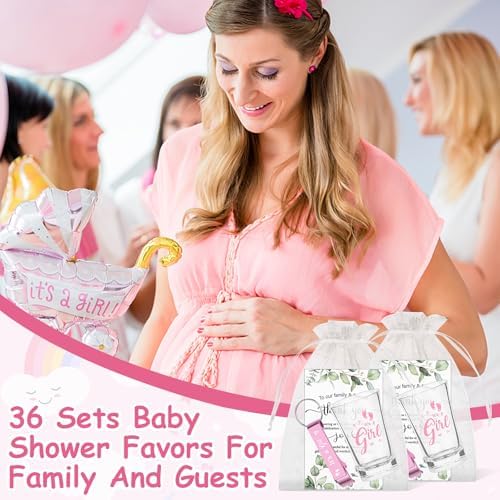 36 Sets Baby Shower Favor for Guests It's a Girl Acrylic Shot Glasses with Bottle Opener Keychains Thank You Card Organza Bag Boy Girl Theme Party Thank You Return Gift for Gender Reveal - Image 7