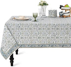 Ridhi Indigo Block Print Cotton Rectangle Table Cloth, 54x54 inch by Ridhi