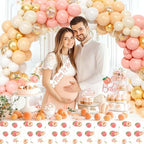 Costova Peach Baby Shower Decorations, A Sweet Little Peach Is on The Way Baby Shower Decorations, Peach Themed Backdrop Balloon Tablecloth Cake Topper Sash for Sweet as a Peach Girls Party - Image 6