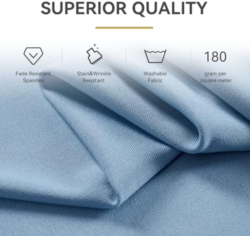 Spandex Tablecloth 6FT Rectangle Table Cover 2 Pcs Dusty Blue Wrinkle-Free - Image 5