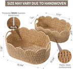 Coeusy Paper Rope Scalloped Basket Set of 2, Wicker Storage Baskets for Shelves,Gifts,Books,Toys,Cute Decor Rattan Baskets for Organizing,Natural Color - Image 4