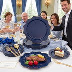 WDF 200pcs Blue Plastic Plates - Navy Blue Plates Disposable - Heavy Duty Plastic Plate for Weddings/Parties/Birthday/Independence Day/Father's Day - Image 5
