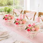 3 Pack Pink Rattan Baby Carriage Centerpieces Baby Shower with Bouquet - Image 6