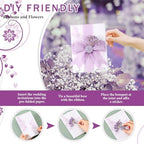 Fullhawl 50 Sets Wedding Invitations Wraps Set Pre Folded Vellum Jackets for 5 x 7 Invitations Dried Flowers Wax Seal Stickers Chiffon Silk Ribbon for Wedding Birthday Bridal Shower Craft DIY (Purple) - Image 4