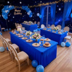 Wish Care 2 Pack Royal Blue Spandex Table Clothes for 6 Foot Rectangle Tables, 6FT Wrinkle Free Fitted Tablecloths Ruffles Design Table Cloth for Party, Banquet, Wedding and Events - Image 6