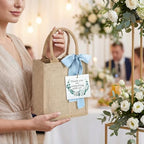 20 Sets Burlap Tote Gift Bags with Handles Jute Bags, Blue - Image 4