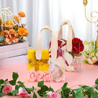 Sweetude 24 Pcs Clear Gift Bags with Handle Plastic Small Tote, beige - Image 2