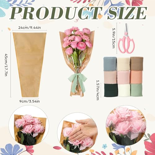 Gilprop 63 Pcs Flower Bar Bouquet Kit, Multicolor, Kraft Paper, Plastic - Image 2