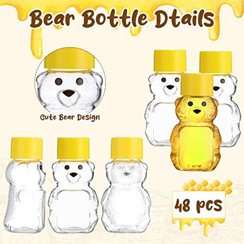 Patelai 48 Pcs 2 oz Plastic Honey Bear Bottles with Lids Clear, Yellow - Image 4