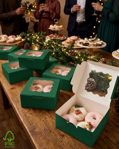 Bakepacker Deep Green Cookie Boxes With Window 6x6x3 inches 60pcs - Image 6