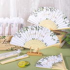 Aneco 50 Pieces Floarl Wedding Hand Fans Greenery Handheld Paper Foldable Fans - Image 4