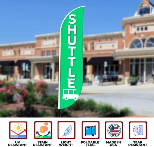 Shuttle Sign Feather Flag Pole Kit for Outdoor by Mavis Printing | 15 FEET Long Polyester Outdoor Banner Flag for Easy Hang | HD Print Swooper Flag Pole Mount to Celebrate Shuttle | Made in USA - Image 6