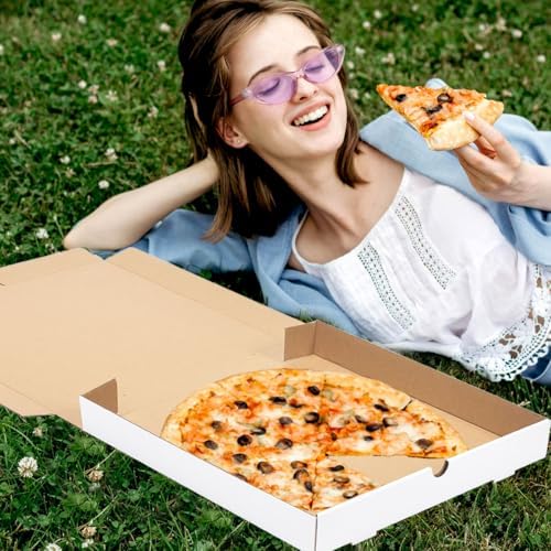 White Corrugated Cardboard Pizza Boxes 12x12x2 Inch 10 Pack - Image 3