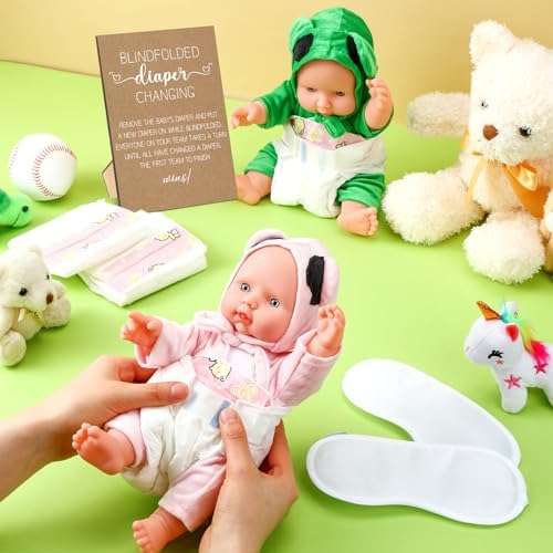 17 Pcs Shower Supplies for Blindfold Diaper Changing with Blindfolds Diapers Changing Diaper Race Set(Brown Kraft) - Image 2