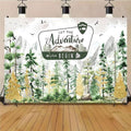 Watercolor Gold Glitter Let The Adventure Begin Backdrop Mountain Pine Tree Wilderness Background Bear Badge Woodland Adventure Baby Shower 1st Birthday Party Photography Booth Banner，A：9X6FT by Unknown