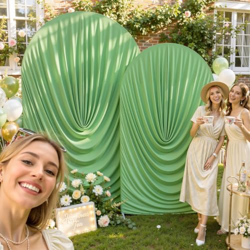 Sage Green Wedding Arch Backdrop Cover 7.2ft and 6ft Draped Arch Covers Stretchy Backdrop Spandex Balloon Arch Covers for Bridal Shower Baby Shower Engagement Photography Birthday Party Decorations - Image 3