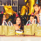 Sweetude 30 Thank You Non Woven Gift Bag, 11 x 12 x 5 Inch, Gold - Image 5
