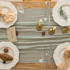 10Pcs Sage Green Cheesecloth Table Runner 120 Inches for Party Home Decor - Image 7