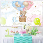 10x6.5ft Gender Reveal Backdrop He or She Pink or Blue Balloons Photography Background Boy or Girl Baby Bear Gender Reveal Party Banner Decorations Supplies Photo Booth Props - Image 3