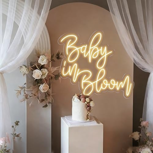 Baby in Bloom Neon Sign, Baby Shower LED Neon Light for Wall Decor by ANROOMZI