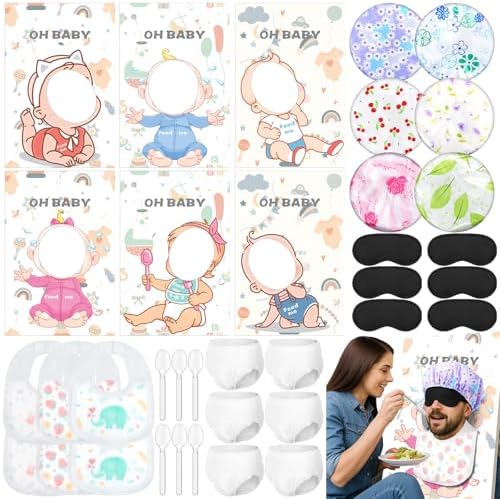Liitrsh 12 Sets Funny Blindfold Baby Shower Feed Me Baby Shower Games Set - Image 7