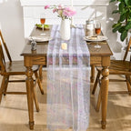 Artoid Mode 10PCS Colorful Gold Gauze Table Runner 120 Inch 10FT, Glitter Metallic Foil Sheer Dining Wedding Anniversary Holiday Birthday Table Decor for Home Party - Image 3
