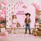 3pcs Pink Cowgirl Birthday Party Decorations Western Cow Theme Birthday Arch Backdrop Cover with Bow Guitar Shoes Pattern for Girl Barn Farm Party Baby Shower Photo Backgrounds 4ft, 5ft, 6ft - Image 6