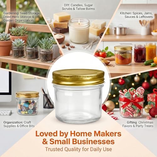 QAPPDA 4oz Glass Jars With Gold Lids,Mini Mason Jars Canning Jars - Image 5
