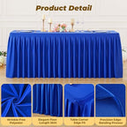 Royal Blue Polyester Table Cloths for Rectangle 8 Foot Tables, 6 Pack Wrinkle Free Tablecloths Stretchy Banquet Ruffle Fitted Table Cover Desk Skirt for Parties Wedding Birthday Baby Shower - Image 4
