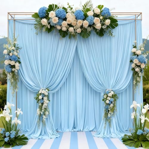 10x10FT Backdrop Curtains with Rod Pockets - Wrinkle Free Photo Stage Backdrop 2 Panels Curtains Drapes for Photography Wedding Party Baby Shower Decorations (Blue) - Image 2