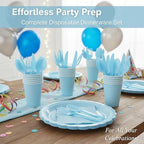 Nihaoya 700PC Blue Disposable Paper Plate set Party Supplies for 100 - Image 3
