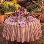 Tudomro Striped Tablecloth, Round, Olive, Dusty Rose, 60'' X 60'' - Image 4