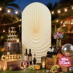 7.2FT Beige Arch Cover - Stretchy Fitted Arch Backdrop Cover for Round Top Chiara Backdrop Stand for Wedding Baby Shower Birthday Party Bridal Shower Decorations - Image 4