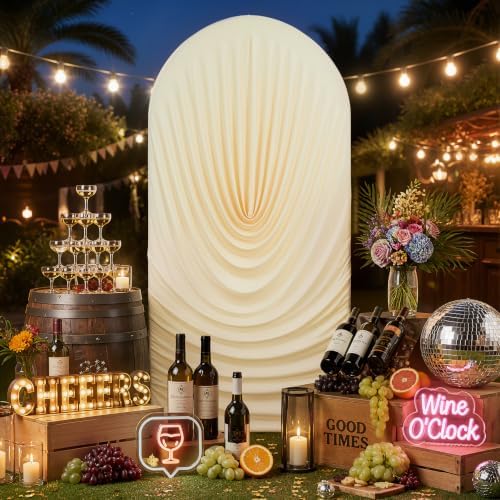 7.2FT Beige Arch Cover - Stretchy Fitted Arch Backdrop Cover for Round Top Chiara Backdrop Stand for Wedding Baby Shower Birthday Party Bridal Shower Decorations - Image 4