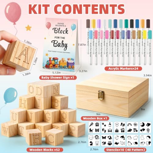 wookidel 118PCS Baby Shower Games Kit, Baby Blocks for Baby Shower - Image 2