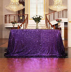 SquarePie Sequin Tablecloth 90x156 Inch Purple for Wedding Halloween Party by SquarePie