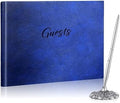 Geyee Leather Guest Book and Pen Stand Set, 10.5" x 8", Blue by Geyee