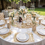 KIRE 100PCS White Plates with Gold Trim - Plastic Disposable Plates - Includes 50Pieces 10.25inch Dinner and 50Pieces 7.5inch Dessert/Salad Plastic Plate for Wedding Receptions/Party/Thanksgiving - Image 4