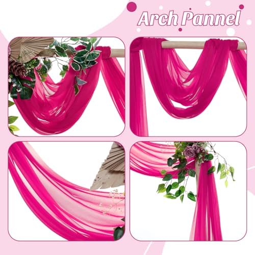 Pack of 1 Wedding Arch Drape Panel Fabric 30" x 50ft - Hot Pink - Image 5