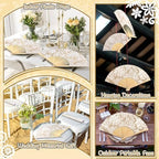 Vercraft 36 Set Wedding Hand Fans for Guests Bulk Vintage Lace Paper Fan Retro Kraft Floral Folding Fans with Organza Bags Thank You Gifts Party Favor for Wedding Ceremony Bridal Shower Bridesmaid - Image 4