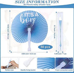 Redbaker 50 Sets Baby Shower Folding Handheld Fans Girl Boy Paper Round Shaped Accordion Fans with Baby Shower Favor Tags and Organza Bags for Guests Gender Reveal Party Favors Gifts (Blue) - Image 2