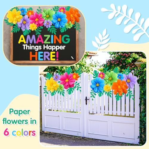 Geyee 40 Pcs Mexican Giant Paper Flowers Leaves Set, 24 Pcs Large Mexico Tissue Paper Flowers and 16 Green Leaves for Mexican Party Wedding Archway Fiesta Birthday Decoration 20" 10'' - Image 5
