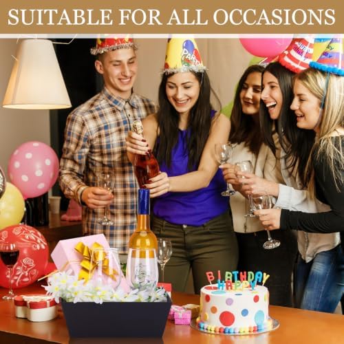 AFOROEOA 20 Pack Black Gift Baskets Empty, 10x8 Thick Paper Basket with 20 Clear Bags and 20 Pull Bows, Black Empty Gift Baskets for Halloween Corporate Birthday Wedding Luxury Bulk Wrapping - Image 6