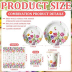 Hsei 250 Pcs Tulip Floral Disposable Paper Plates Napkins Cups Set - Image 2