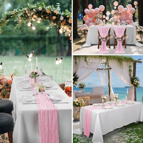 15 Pack Pink Cheesecloth Table Runner 9FT Rustic Sheer Table Runners 17x108 Inch Gauze Boho Runner for Wedding Bridal Baby Shower Birthday Party Table Decorations - Image 7