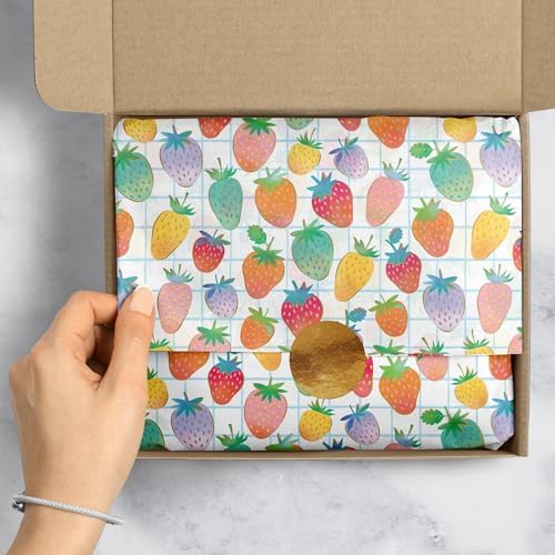 Jillson & Roberts Printed Unfolded Gift Tissue 20" x 30", Sweet Strawberries, 240 Sheets - Image 4