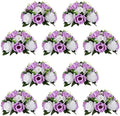 NUPTIO Flower Wedding Centrepieces for Tables - 10 Pcs 9.5in Diameter Lilac & White Artificial Flowers Rose Ball for Centerpieces Table - Fake Rose Arrangements for Weddings Birthday Party Decor by Nuptio