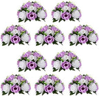 NUPTIO Flower Wedding Centrepieces for Tables - 10 Pcs 9.5in Diameter Lilac & White Artificial Flowers Rose Ball for Centerpieces Table - Fake Rose Arrangements for Weddings Birthday Party Decor by Nuptio
