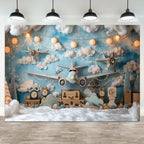 12x8ft Vintage Airplane Photography Backdrop Blue Sky White Clouds Retro Aircraft Theme Background for Newborn Baby Shower Banner Boys Birthday Party Photoshoot Studio Photo Booth Props by ASDCXZ