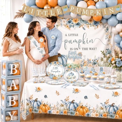 276Pcs Little Pumpkin Baby Shower Decorations for Boy - Image 2